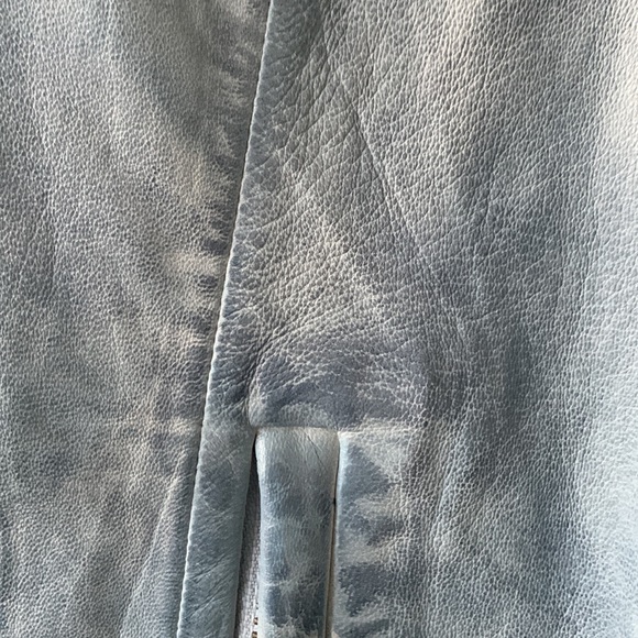 Distressed leather bomber jacket- WORN ONCE - Picture 3 of 7